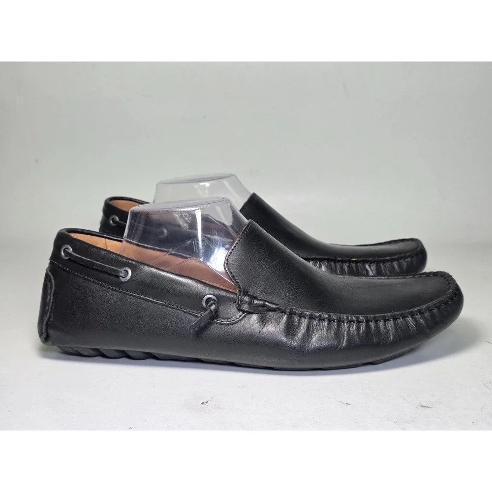 G.H. Bass Kis Men's Driving Loafers Size‎ 12 M Black Leather Slip On Boat Shoes